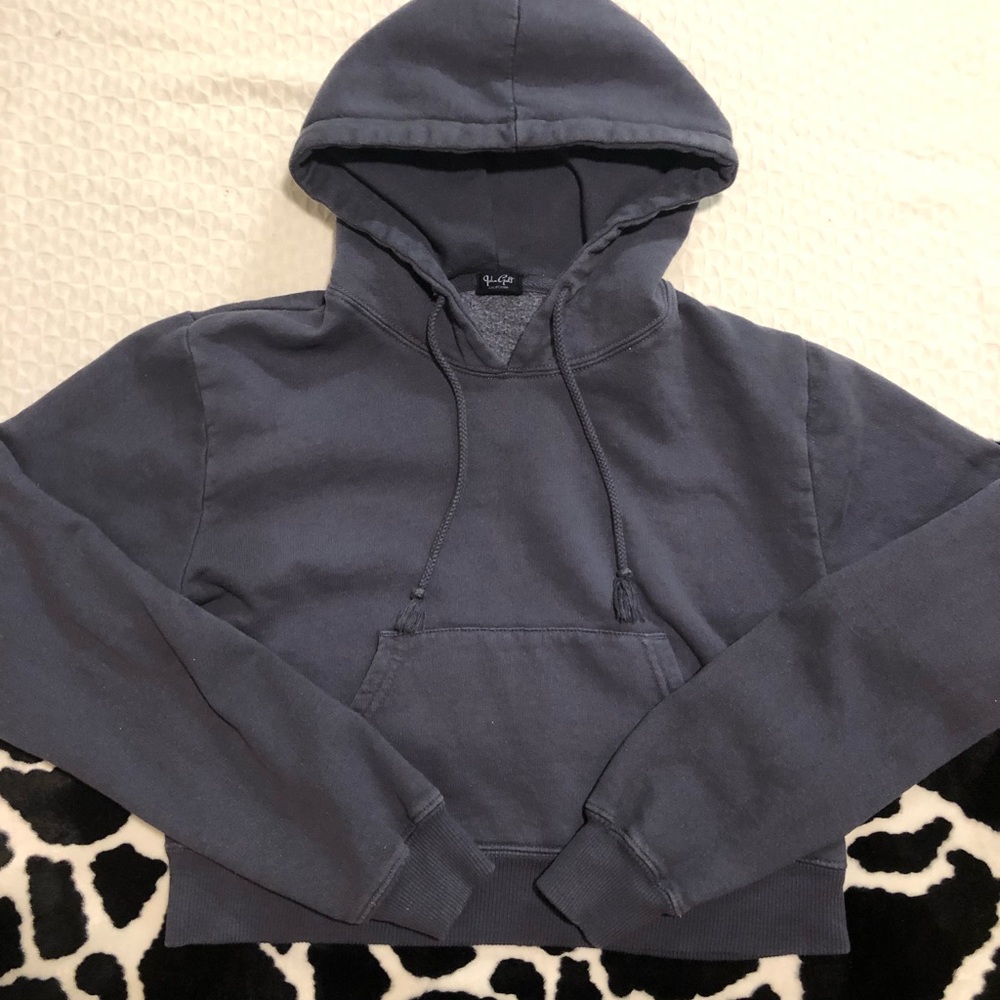 Brandy Melville Cropped Navy Blue Hoodie